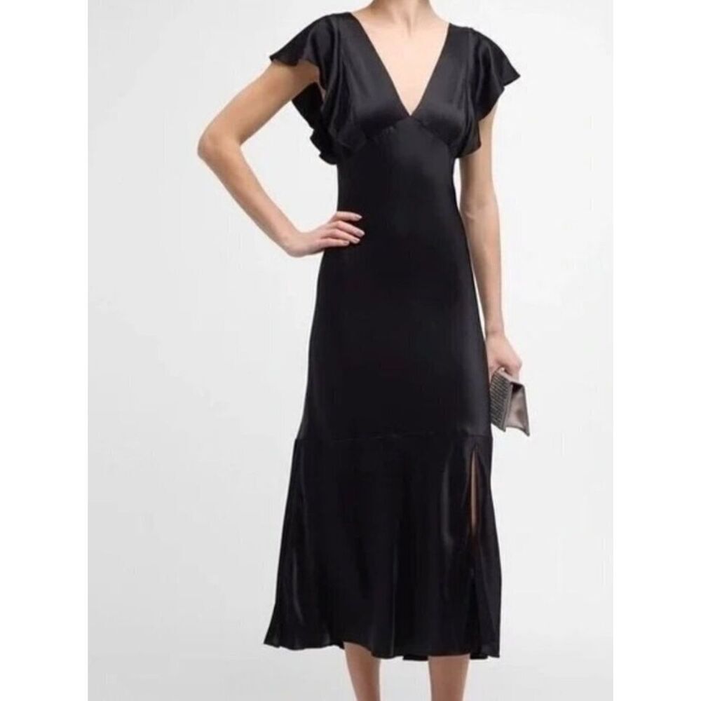 Rails Dina Flutter Sleeve Satin Midi Dress Black
Classic
F7